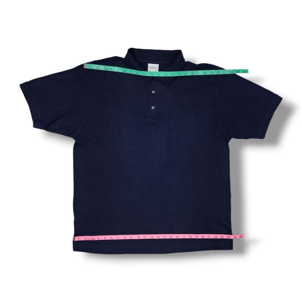 Anvil Blue Short Sleeve Vintage 90s Pre-Shrunk Cotton Polo Shirt Men's Size XL - Picture 4 of 8